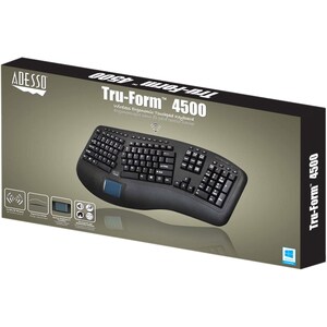 Adesso 2.4GHz Wireless Ergonomic Touchpad Keyboard - Wireless Connectivity - RF - 30 ft - 2.40 GHz - USB Interface - 105 K