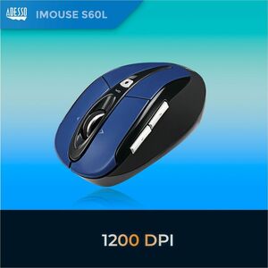 Adesso iMouse S60L - 2.4 GHz Wireless Programmable Nano Mouse - Optical - Wireless - Radio Frequency - 2.40 GHz - Blue - U