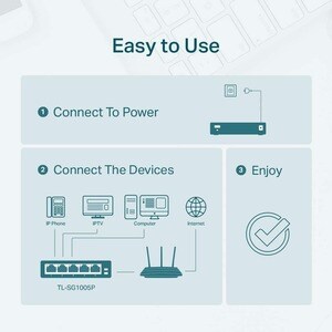 Switch Ethernet TP-Link TL-SF1005P 5 Porte - Fast Ethernet - 10/100Base-T - 2 Layer supportato - 1,90 W Consumo energetico