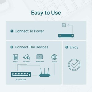 Switch Ethernet TP-Link JetStream TL-SG1005P 5 Porte - Gigabit Ethernet - 10/100/1000Base-T - 2 Layer supportato - 4,30 W 