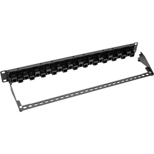 Eaton Tripp Lite Series 24-Port 1U Rack-Mount Cat5e/6 Offset Feed-Through Patch Panel with Cable Management Bar, RJ45 Ethe