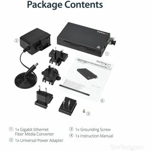 StarTech.com Transceiver/Media Converter - TAA Compliant - 2 Port(s) - 1 x Network (RJ-45) - Duplex LC Port - Optical Fibe