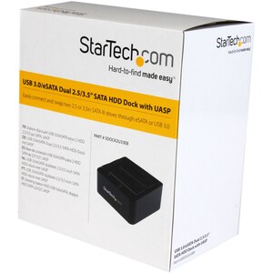 StarTech.com Drive Dock SATA/600 - USB 3.0 Type B, eSATA Host Interface - UASP Support External - Black - Dual-Bay Hard Dr