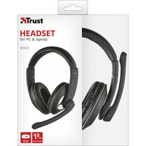 Trust Reno Wired Over-the-head Stereo Headset - Binaural - Circumaural - 32 Ohm - 50 Hz to 20 kHz - 180 cm Cable - Mini-ph