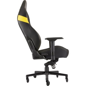 Corsair T2 ROAD WARRIOR Gaming Chair - Black/Yellow - For Game, Office, Desk - PU Leather, Steel - Black, Yellow