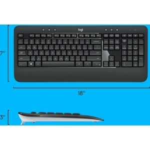 Logitech MK540 Advanced Wireless Keyboard and Mouse Combo for Windows, 2.4 GHz Unifying USB-Receiver, Multimedia Hotkeys, 