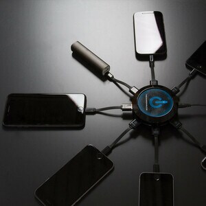 ChargeHub X7 - 7 Port USB Charger - 1 Pack - 24 V DC Input - 5 V DC/8.80 A Output BLACK 2.4AMPS/PORT 8.8AMPS OVERALL