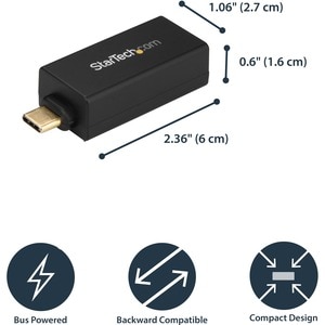 StarTech.com USB C to Gigabit Ethernet Adapter - 1Gbps NIC USB 3.0/3.1 Type C to RJ45 Port/LAN Network Adapter TB3 Compati