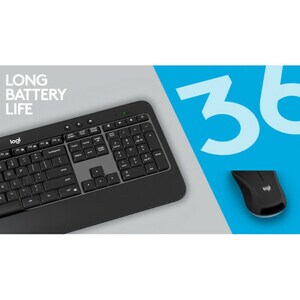Logitech MK540 Keyboard & Mouse - QWERTY - English (UK) - USB Wireless RF - USB Wireless RF - Optical - 1000 dpi - Scroll 