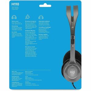Logitech H111 Wired Over-the-head Stereo Headset - Black - Binaural - Supra-aural - 32 Ohm - 20 Hz to 20 kHz - 179.8 cm Ca