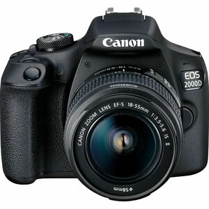 Canon EOS 2000D 24.1 Megapixel Digital SLR Camera with Lens - 18 mm - 55 mm - Black - Autofocus - 7.6 cm (3")LCD - SLR Vie