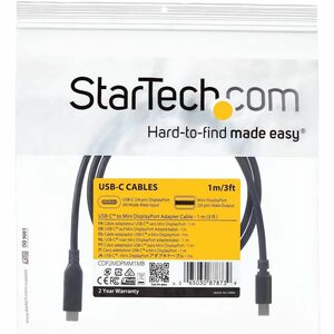 StarTech.com 1 m / 3.3 ft. USB-C to Mini DisplayPort Cable - 4K 60Hz - Black - USB 3.1 Type-C to Mini DP Adapter Cable - m