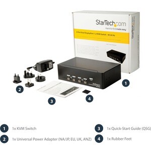 StarTech.com SV431DPDDUA2, 3840 x 2160 Pixel, 4K Ultra HD, Rack-Einbau, 18 W, 2U, Schwarz
