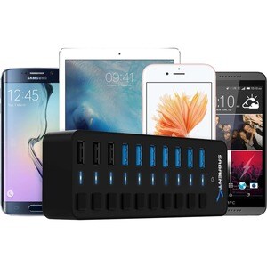 Sabrent 7 USB 3.0 Port + 3 Smart Charging Ports Hub - USB 3.0 - External - 7 USB Port(s) - 7 USB 3.0 Port(s) - Linux, Mac,