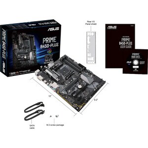 Asus Prime B450-PLUS Desktop Motherboard - AMD B450 Chipset - Socket AM4 - ATX - 64 GB DDR4 SDRAM Maximum RAM - UDIMM, DIM