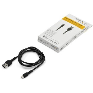 StarTech.com 3 foot/1m Durable Black USB-A to Lightning Cable, Rugged Heavy Duty Charging/Sync Cable for Apple iPhone/iPad
