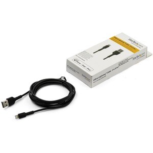 StarTech.com 6 foot/2m Durable Black USB-A to Lightning Cable, Rugged Heavy Duty Charging/Sync Cable for Apple iPhone/iPad