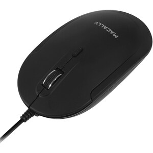 Macally USB Optical Quiet Click Mouse for Mac/PC Black - Optical - Cable - Black - USB - 2400 dpi - Scroll Wheel - Symmetr