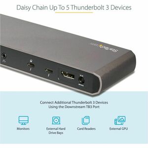 StarTech.com Thunderbolt 3 Dock - Dual Monitor 4K 60Hz TB3 Laptop Docking Station with DisplayPort - 85W Power Delivery - 