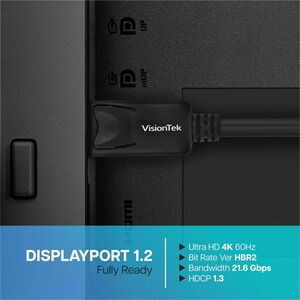 VisionTek DisplayPort to DisplayPort 2M Cable (M/M) - 6.6 ft (2 m) DisplayPort A/V Cable for Audio/Video Device, Monitor, 