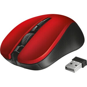Trust Mydo Mouse - Radio Frequency - USB 2.0 - Optical - 4 Button(s) - Red - Wireless - 1800 dpi - Scroll Wheel - Symmetrical