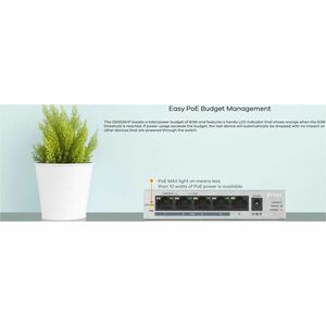 ZYXEL GS1005HP 5 Ports Ethernet Switch - Gigabit Ethernet - 1000Base-T - Silver - 2 Layer Supported - 60 W PoE Budget - Tw