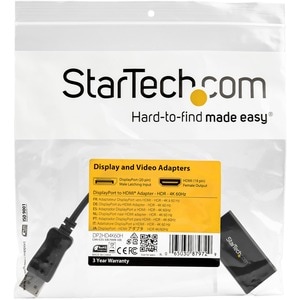 StarTech.com DisplayPort to HDMI Adapter with HDR - Compatible with DisplayPort 1.4 and HDMI 2.0b - 4K 60Hz - Ultra HD - D