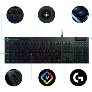 Logitech G815 LIGHTSYNC RGB Mechanical Gaming Keyboard with Low Profile GL Linear key switch, 5 programmable G-keys,USB Pa
