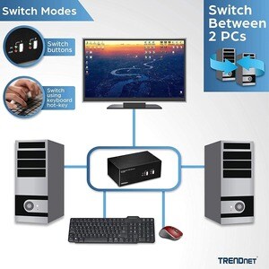 TRENDnet TK-240DP KVM Switchbox - TAA Compliant - 2 Computer(s) - 1 Local User(s) - 3840 x 2160 - 2 - 6 x USB - 6 x Displa