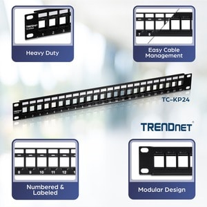 24-Port Blank Keystone 1U Patch Panel