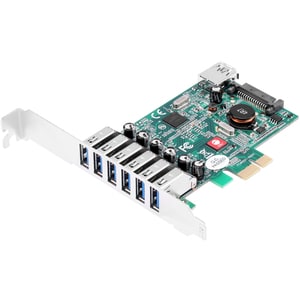 SIIG DP USB 3.0 7-Port PCIe i/e - PCI Express 2.0 x1 - Plug-in Card - 7 USB Port(s) - 1 SATA Port(s) - 7 USB 3.0 Port(s) -