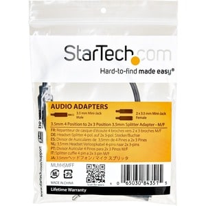 StarTech.com Adaptador de Audífonos con Micrófono Mini-Jack 3,5mm 4 pines a Conectores Separados de Audífonos y de Micrófo