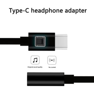 4XEM USB-C Male To 3.5mm Female Adapter Black - 5" Mini-phone/USB Audio Cable for Audio Device, Smartphone, Headphone - Fi