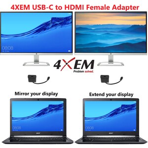4XEM USB-C to HDMI Adapter - 1 x Type C USB Male - 1 x HDMI Digital Audio Female - 4096 x 2160 Supported - Gold Connector 