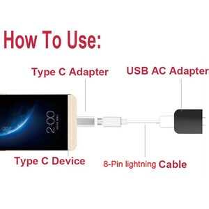 4XEM USB-C MALE TO 8 PIN FEMALE - 1 x USB Type C Male - 1 x 8-pin Lightning Proprietary Connector Female - White