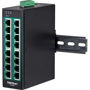 16-Port Hardened Industrial Gigabit PoE+ DIN-Rail Switch