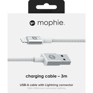 Mophie Charging Cable - 3 m - For iPhone, iPad, iPod - USB Type A / Lightning - 5 V DC - White - 1 Pcs