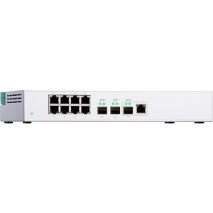 QNAP QSW-308-1C 8 Ports Ethernet Switch - 2 Layer Supported - Modular - Twisted Pair, Optical Fiber - Desktop