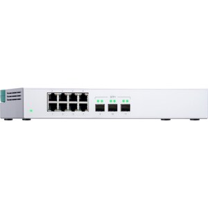 QNAP QSW-308S 8 Ports Ethernet Switch - 2 Layer Supported - Modular - Twisted Pair, Optical Fiber - Desktop
