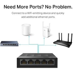 Switch Ethernet TP-Link LiteWave LS1005G 5 Porte - Gigabit Ethernet - 10/100/1000Base-T - 2 Layer supportato - 3,70 W Cons