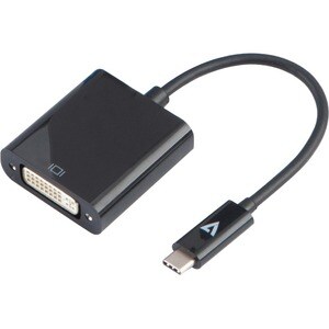V7 Black USB Video Adapter USB-C Male to DVI-I Female - Type C Male USB - DVI-D Female Digital Video - Black USB-C TO DVI-