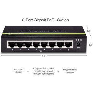 TRENDnet TPE-TG82g 8 Ports Ethernet Switch - Gigabit Ethernet - 10/100/1000Base-T - New - TAA Compliant - 2 Layer Supporte