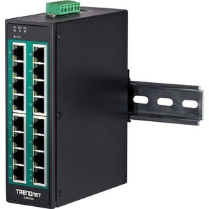 Conmutador Ethernet TRENDnet  TI-PG160 16 - Nuevo - 2 Capa compatible - Par trenzado - Riel DIN montable, Montable en Pared