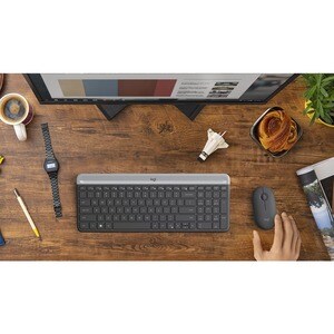 Logitech MK470 Tastatur & Maus - QWERTZ - Schweizerisch - Kabellos, Funk USB - Optische, Kabellos, Funk, USB, 1000 dpi Bew