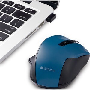 Verbatim Silent Ergonomic Wireless Blue LED Mouse - Dark Teal - Blue LED/Optical - Wireless - Radio Frequency - 2.40 GHz -