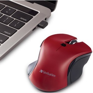 Verbatim USB-C™ Wireless Blue LED Mouse - Red - Blue LED/Optical - Wireless - Radio Frequency - 2.40 GHz - Red - 1 Pack - 