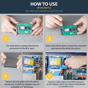 M.2 SSD TO 2.5IN SATA III ADAPTER WITH PROTECTIVE HOUSING - NGFF SOLID STATE DRIVE TO 2.5IN SATA CONVERTER W 9.5MM DRIVE H