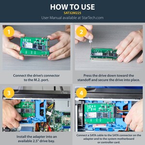 StarTech.com M.2 to SATA Adapter - TAA Compliant - 1 x SSD Supported - 1 x Total Bay - Steel