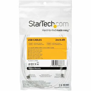 StarTech.com 2m USB C Charging Cable - Durable Fast Charge & Sync USB 2.0 Type C to C Charger Cord - TPE Jacket Aramid Fib