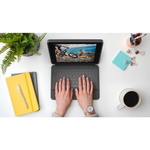 Logitech Rugged Folio Keyboard/Cover Case (Folio) for 25.9 cm (10.2") Apple iPad (7th Generation) Tablet - Graphite - Drop